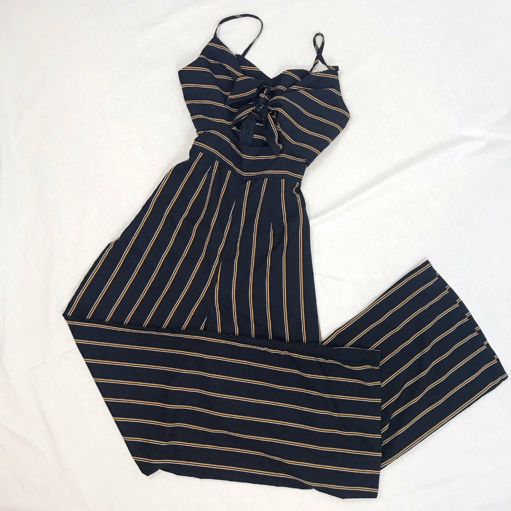 Lottie Moss Navy Tie Front Jumpsuit